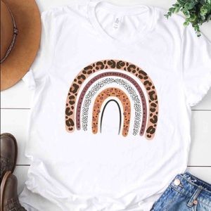 Leopard print rainbow tee. Bella Canvas.